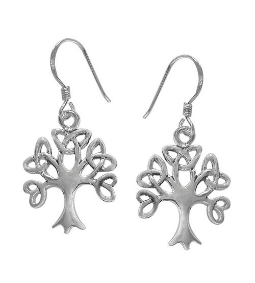 Celtic Tree Dangle Earrings, Sterling Silver