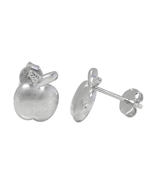 Apple Stud Earrings, Sterling Silver