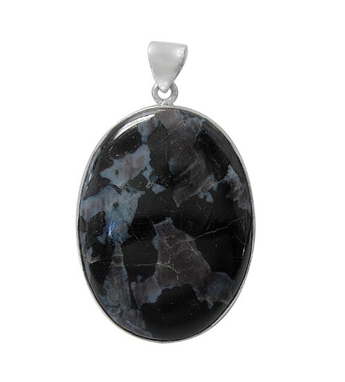 Oval Indigo Gabbro Pendant, Sterling Silver - Noyes Jewellers